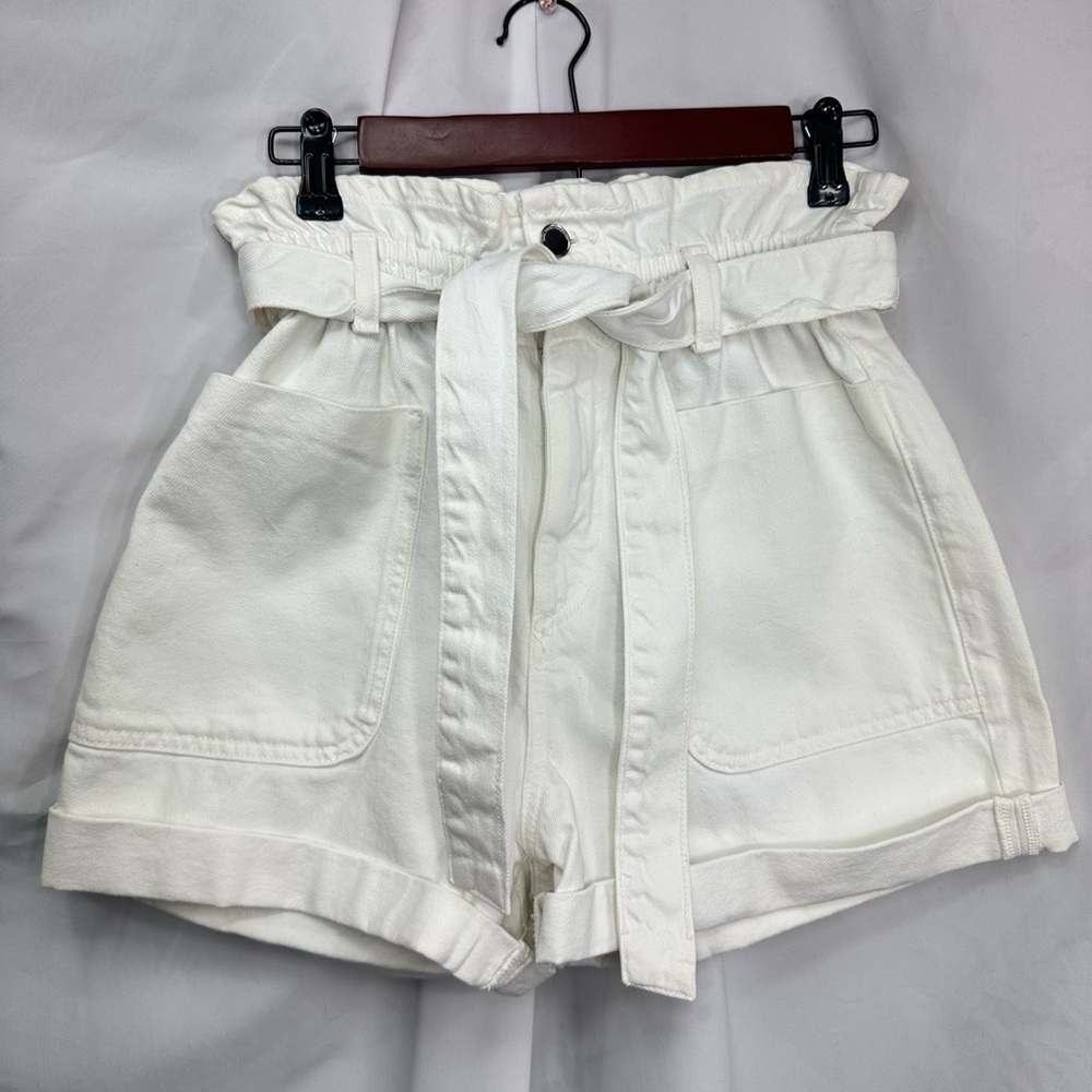 Zara white denim paperbag shorts size 4